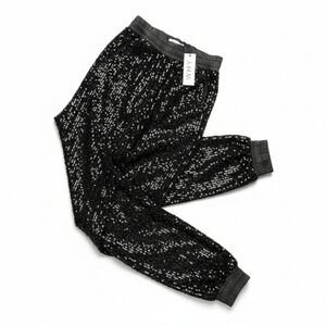 ♥️ Why Dress Black Sequin Jogger Pants NWT Satin Party Small Sparkle Glam